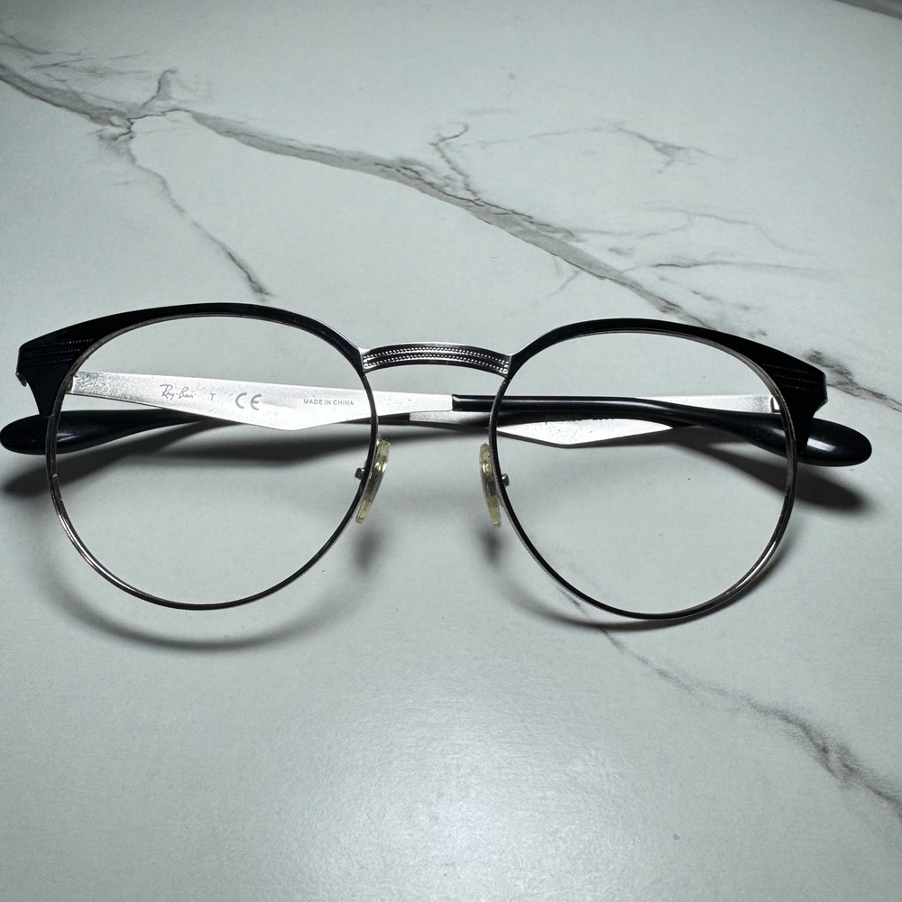 Ray-Ban RB‎ 6406 2861 Black Silver Round Phantos Eyeglasses Frames 51-18-145